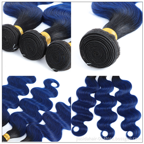 T1Bblue Best Quality Ombre Two tone T1b//27 Dark Golden Brown Hair With lace Closure Mink Body Wave Brazilian Human Hair Bundles